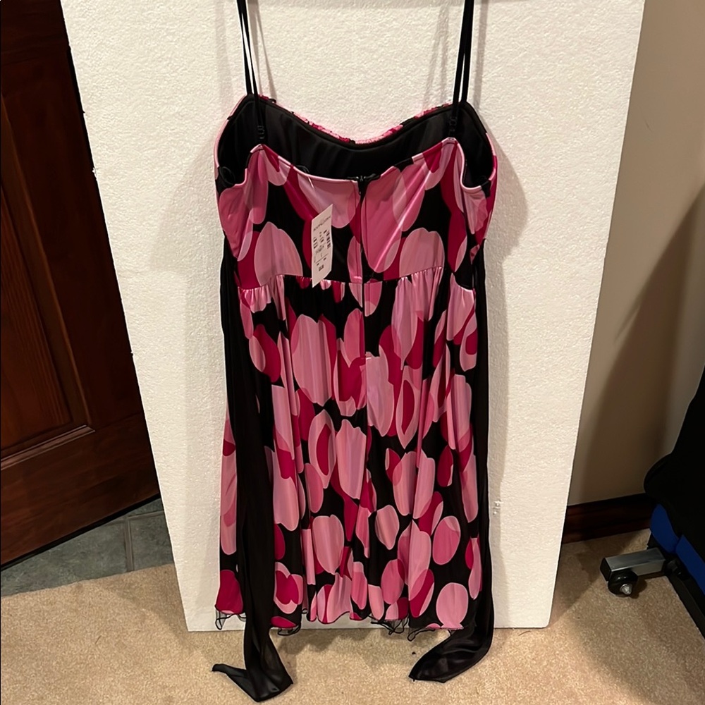Pink and Black Spaghetti Strap Dress